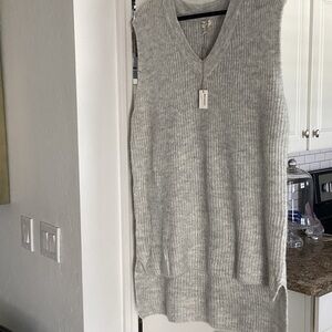 World Market Heather Gray V-Neck Sweater over sized